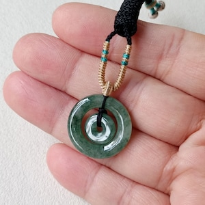 Double Donut Pendant Necklace Jade Pendant Natural Jadeite Grade A S3505