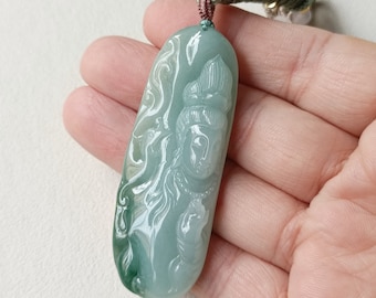 Certified Guanyin Jade Pendant Necklace Natural Jadeite Grade A JP408816