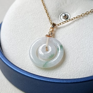 Double Donut Pendant Necklace Jade Pendant Natural Jadeite Grade A K2504