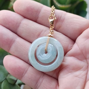 Double Donut Pendant Necklace Jade Pendant Natural Jadeite Grade A K4003