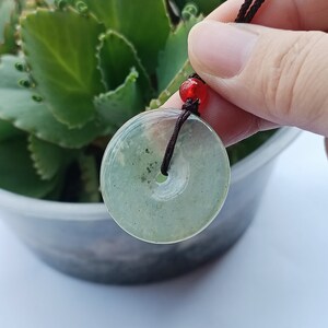 Donut Pendant Necklace Jade Donut Carved Pendant Necklace Green Serpentine Pendant Natural Grade A XP8001
