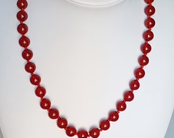 Natural Red Agate Beaded Necklace, Genuine Gemstone Choker for Women, Handmade Dark Red Stone Bead Jewelry, Minimalist Boho Dainty Gemstone