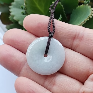 Donut Pendant Necklace Jade Pendant Necklace Donut Carved Green Jade Pendant Natural Burmese Jadeite Grade A P8015