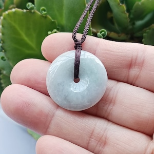 Donut Pendant Necklace Jade Pendant Necklace Donut Carved Green Jade Pendant Natural Burmese Jadeite Grade A P8006