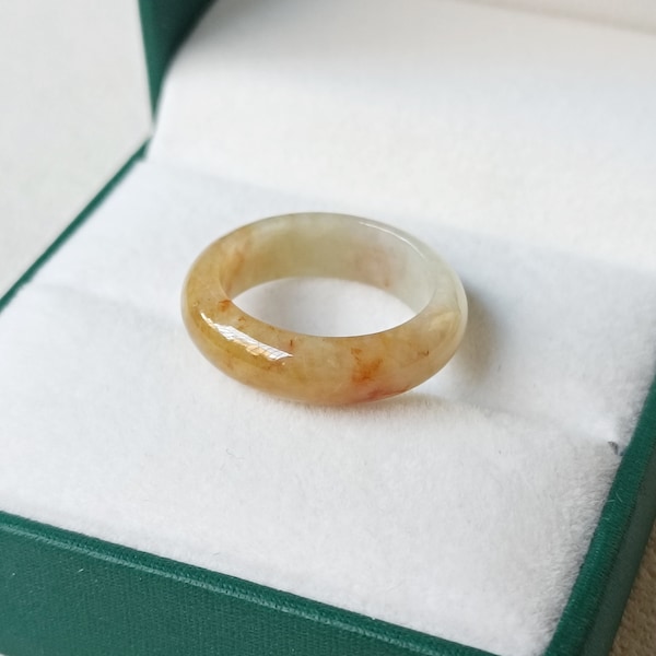 6.5US Honey Yellow Jade Ring Natural Jadeite Grade A H1818