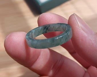 Size 5.5US Authentic Green Jadeite Ring Natural Grade A Jadeite Ring Solid Jade Band Statement Gemstone Ring Anniversary Gift