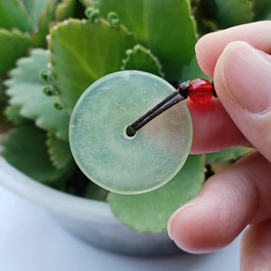 Donut Pendant Necklace Jade Donut Carved Pendant Necklace Green Serpentine Pendant Natural Grade A XP8006