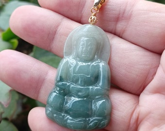 Jadeit Jade Amitabha Buddha Amita Amida Grün Geschnitzte Anhänger