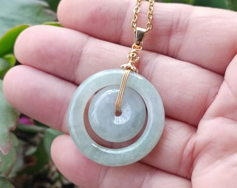 Double Donut Pendant Necklace Jade Pendant Natural Jadeite Grade A K4001