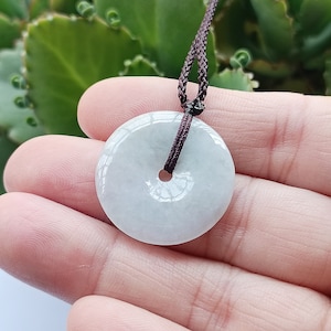 Donut Pendant Necklace Jade Pendant Necklace Donut Carved Green Jade Pendant Natural Burmese Jadeite Grade A P8004