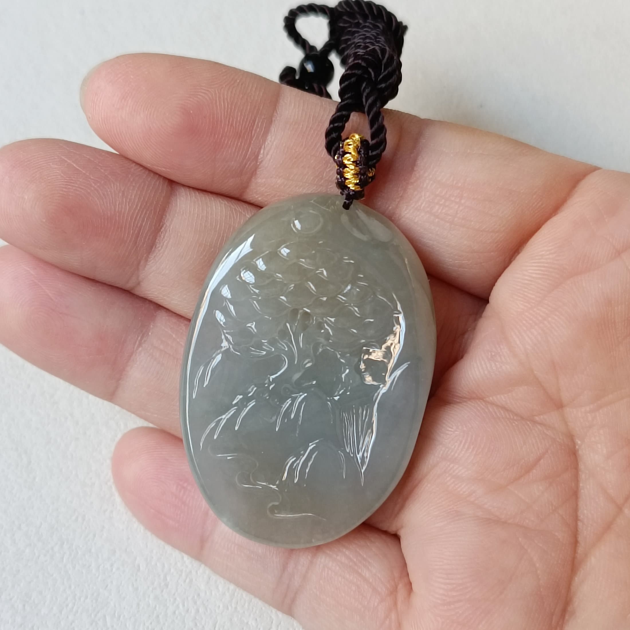その他 JADEX Certified Landscape Jade Pendant Necklace Natural Jadeite Grade A
