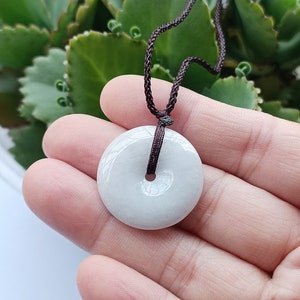 Donut Pendant Necklace Jade Pendant Necklace Donut Carved Green Jade Pendant Natural Burmese Jadeite Grade A P8017