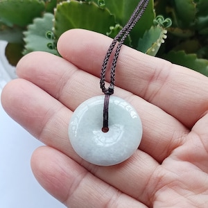 Donut Pendant Necklace Jade Pendant Necklace Donut Carved Green Jade Pendant Natural Burmese Jadeite Grade A P8010