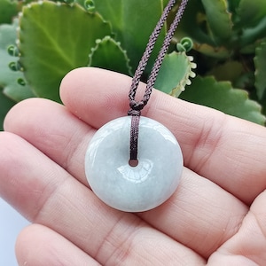 Donut Pendant Necklace Jade Pendant Necklace Donut Carved Green Jade Pendant Natural Burmese Jadeite Grade A P8008
