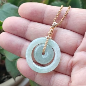 Double Donut Pendant Necklace Jade Pendant Natural Jadeite Grade A K4009