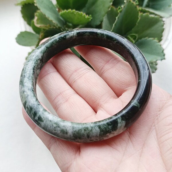 65mm Authentic Green Jade Bangle Natural Serpentine Grade A JB5010