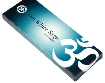 Om White Sage Masala Incense 100 Gram box - Protection - Purification -  Cleansing - Fair Trade - Natural Incense - Low smoke incense