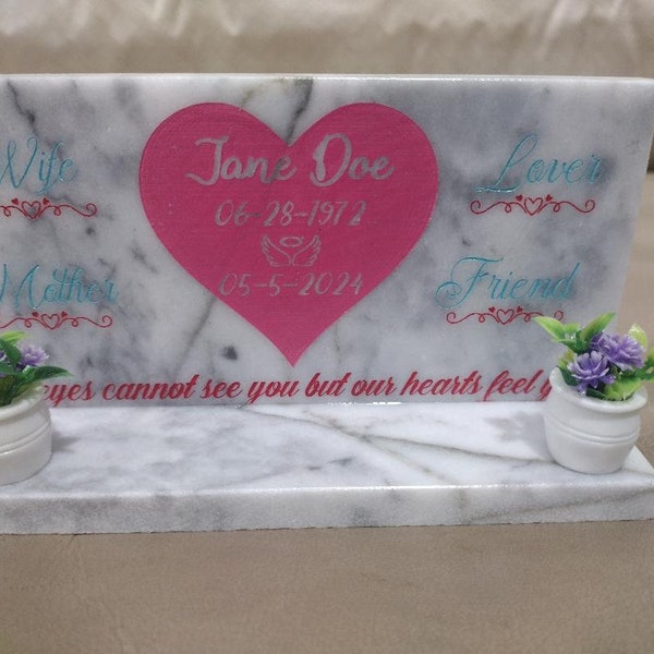 Personalized Memorial miniature headstone for her, Miniature Tombstone made out of Marble/Granite, Memorial Headstone, Gravestone, Stone