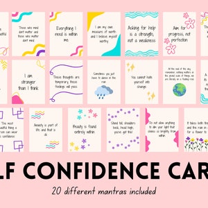Cartes de mantra de confiance en soi, cartes d'affirmation de soi, citations positives, outils de thérapie, capacités d'adaptation, estime de soi, cadeau pour prendre soin de soi, cabinet de thérapie