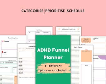ADHD Funnel Planning Bundle: Printable Planners for Neurodivergent People (Autism and ADHD)