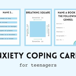 Tarjetas de apoyo a la ansiedad para adolescentes: actividad de apoyo para el autismo y el TDAH, alivio de la ansiedad, bienestar, rastreo de dedos, tarjeta de salud mental para adolescentes