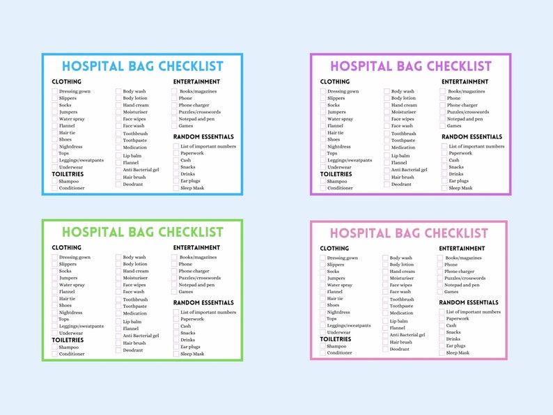 Hospital Bag Complete Checklist: Hospital Stay Packing List - Etsy