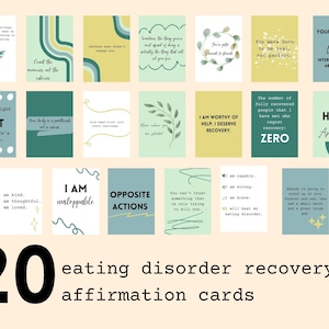 Mantra Karten zur Genesung von Essstörungen: Affirmationen zur Genesung von Anorexie, Ed Genesung, Affirmationen von Bulimie, positive Statements