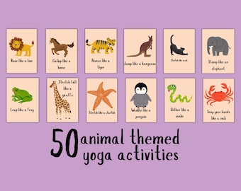 Kids Yoga Flashcards: Animal Poses, Mindfulness (PDF Pattern)