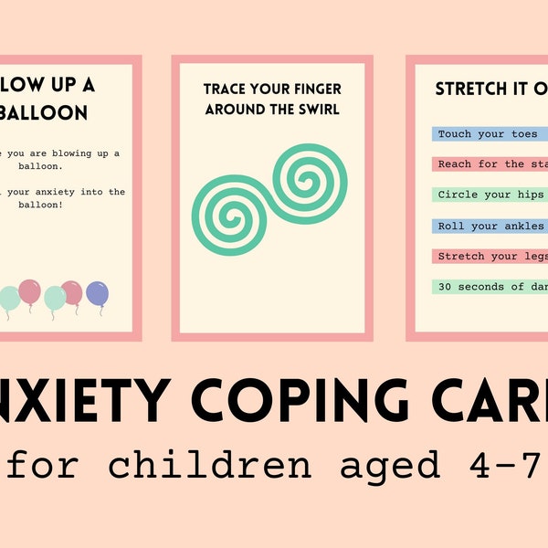 Anxiety coping skills flashcards, kids calming corner, sen classroom, autism coping strategy cards, social psychology, therapy office decor