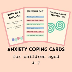 Anxiety coping skills flashcards, kids calming corner, sen classroom, autism coping strategy cards, social psychology, therapy office decor