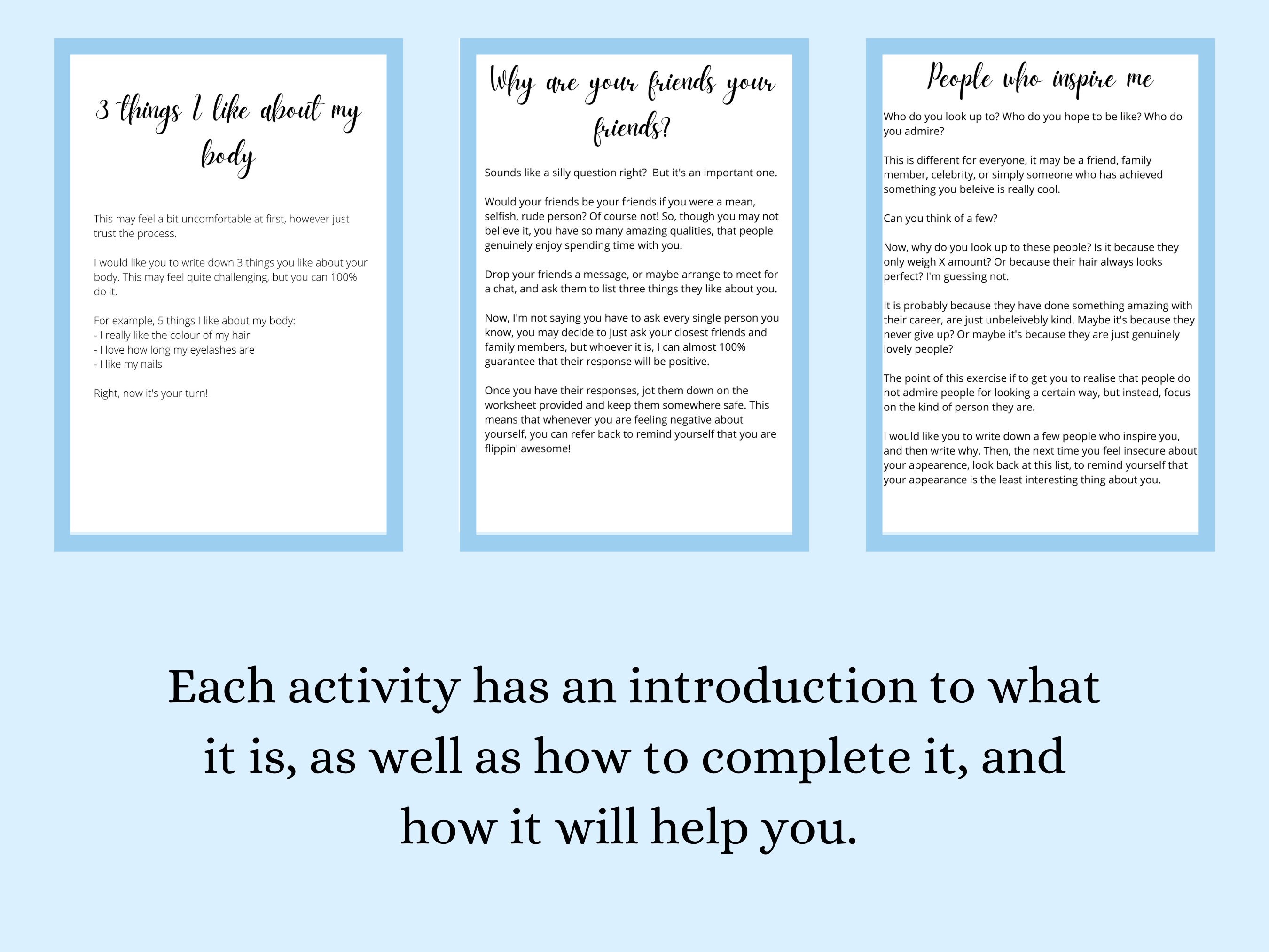 Body Positivity Workbook Body Dysmorphia Worksheet Body Etsy Australia
