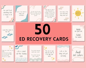 Eating Disorder Recovery Affirmation Cards: Anorexia, Body Dysmorphia (Digital Download A5 Size 50 Cards)
