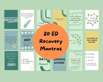 ED Disorder Recovery Affirmation Cards: Positive Mantras for Anorexia and Bulimia Recovery (Digital Download)