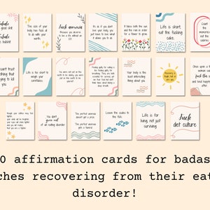 EssStörung Genesungs Affirmationskarten: Magersucht Genesungs Mantra, Körperdysmorphie Therapie, Ed Genesungs Arbeitsbuch, Binge Eating Distortion