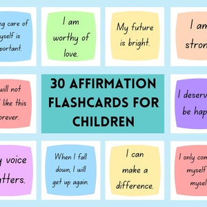 Flashcard di affermazione dei bambini stampabili: mantra positivi per bambini, carte di autostima, classe inclusiva,