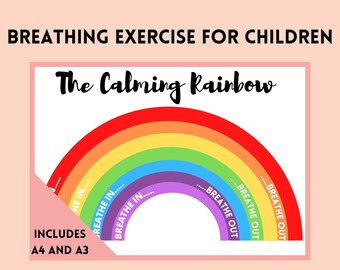 Mindful Breathing Rainbow Card: Children's Calming Exercise (Digital Download)