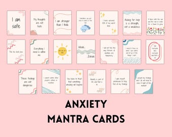 Anxiety Coping Cards: Mental Health Affirmations, CBT Tool (Digital Download)