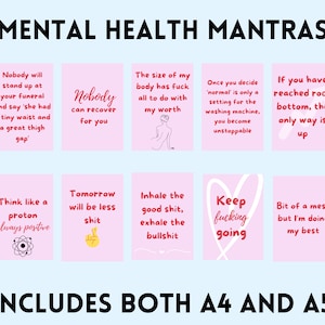 Affirmationskarten für psychische Gesundheit: Hör zu, Bitch, Ed Genesung, Angst Linderung, Selbsthilfe Therapie, lustige Selbstfürsorge, mach weiter so, Anorexie