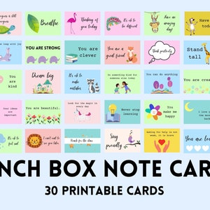 Lunch Box Notizen für Kinder | Druckbare Schule Mittagessen Grußkarten | Back to School Ermutigungsbotschaften zur Stärkung der Kinder