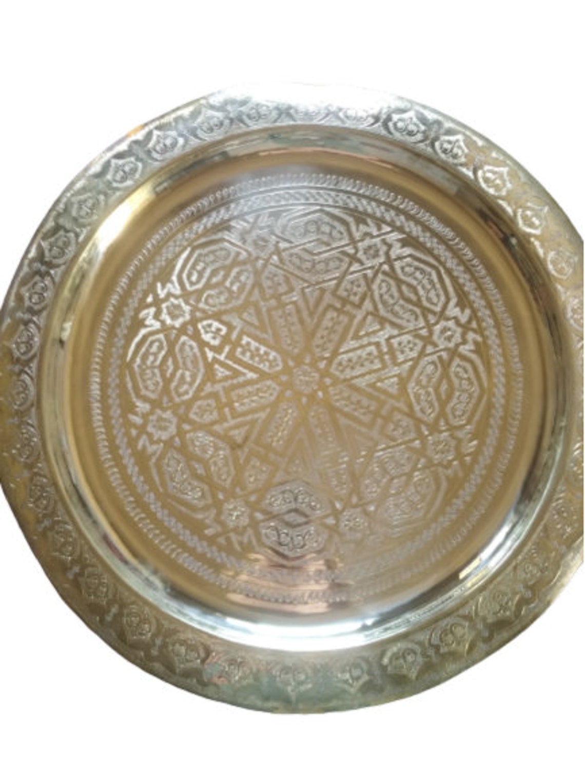 Plateau Service Laiton Marocain 32cm - Déco Orientale