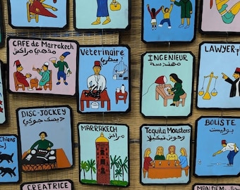 Custom Moroccan Aluminum Profession Sign | Hand-Painted Naive Art