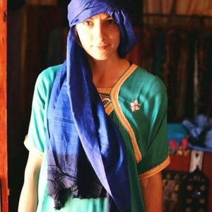 Foulard Touareg Indigo Turban Ethnique Bleu Sahara Unisex Adulte, écharpe indigo, long turban d'écharpe berbère immagine 3