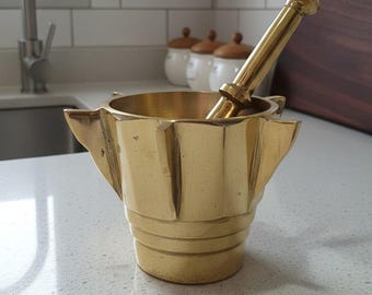 Handmade Moroccan Brass Mortar & Pestle | Traditional Spice Grinder (16cm)