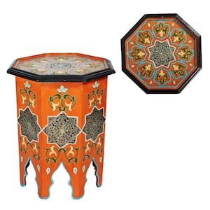 Moroccan side table | wooden table | hand painted | Moroccan furniture | living room | bedroom | side table