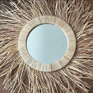 Handmade Raffia Mirror: Boho Moroccan Wall Decor