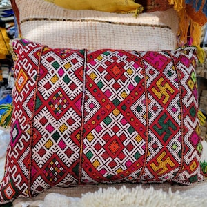 Moroccan Azilal Pillow Covers, Colorful Patterned Cushion Covers, 40x40cm, Berber Style Decor, Home Accent