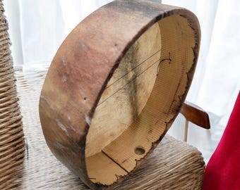 Traditional Moroccan Bendir Drum: Gnawa Berber Style, Acacia Wood