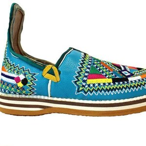 Terrapin Trading Pantofole Babouche Amazigh Ricamate In Pelle Marocchina, Fatte A Mano, Tacco Pieghevole