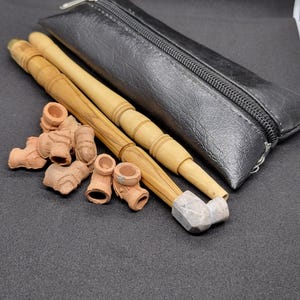 Set of 2 Moroccan Traditional Sebsi Pipes, Handmade Wooden Pipes, Authentic Sebsi Pipa, Rare Finds + 10 Skuffs Rare
