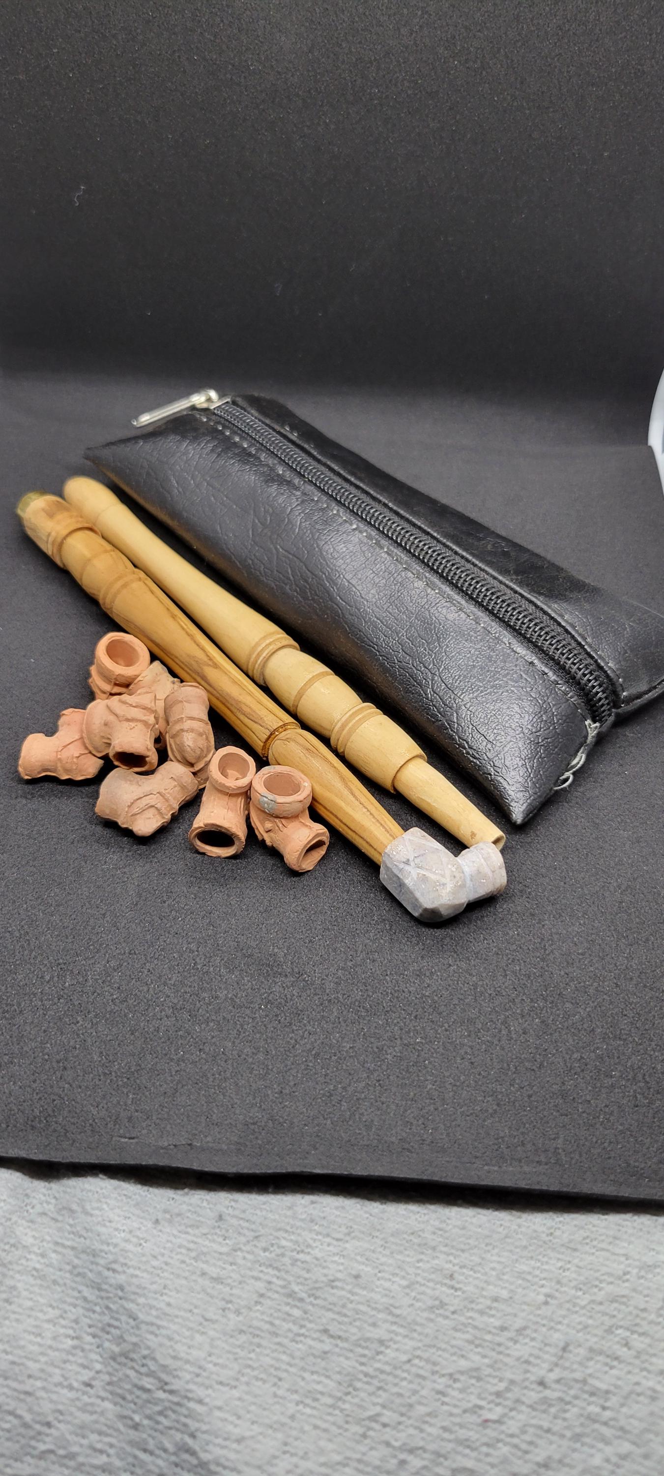 Set of 2 Moroccan Traditional Sebsi Pipes, Handmade Wooden Pipes, Authentic Sebsi Pipa, Rare Finds + 10 Skuffs Rare